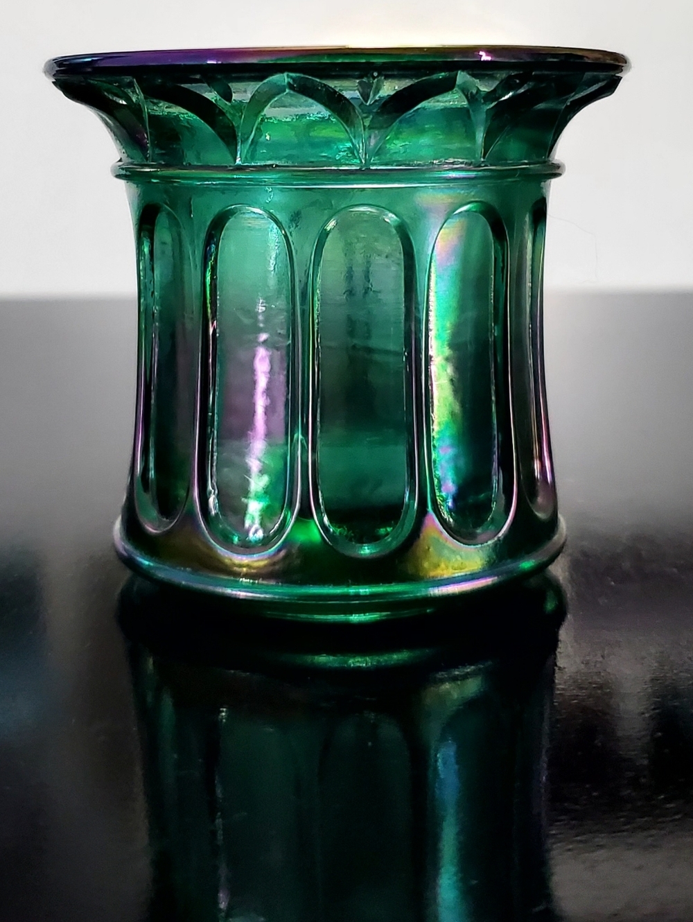 Fenton 1998 Green Carnival Glass Votive Candle Holder - Picture 10 of 13